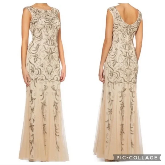 Adrianna Papell beaded sleeveless long gown - Picture 1 of 9